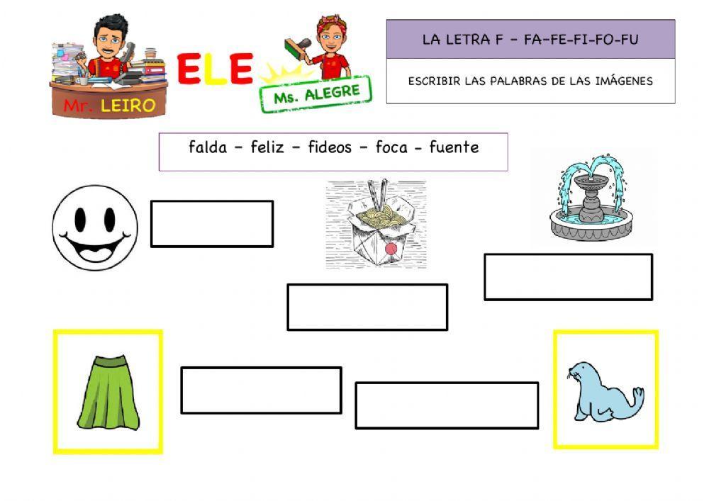 Letra f- escribir palabras Letra f- escribir palabras