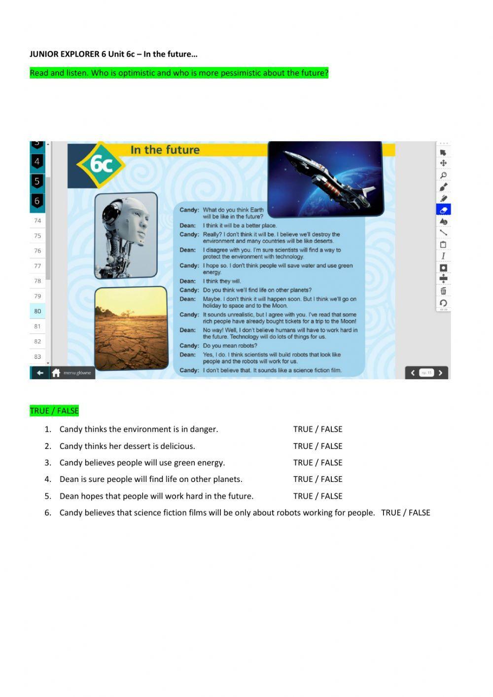 Junior Explorer 6 Unit 6c In the future