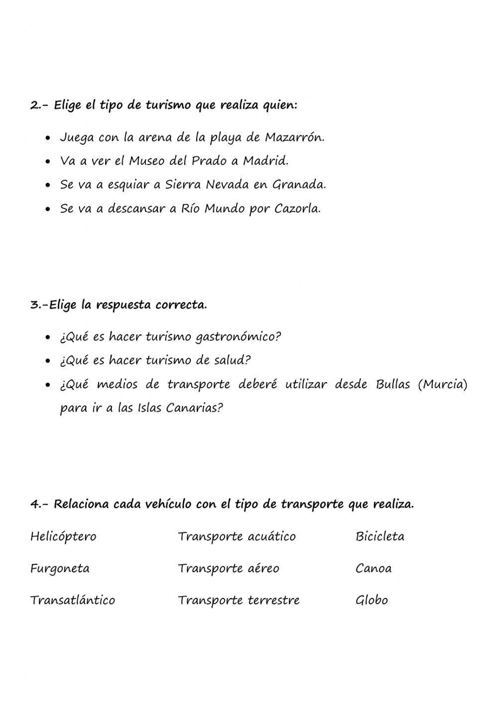 El transporte y el turismo