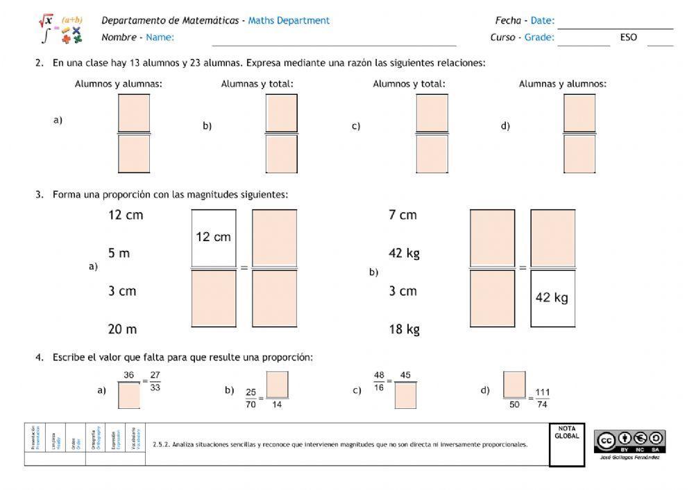 Proporcionalidad. Magnitudes directa e inversamente proporcionales