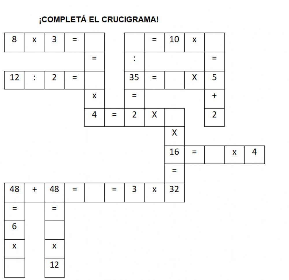 Crucigrama de números