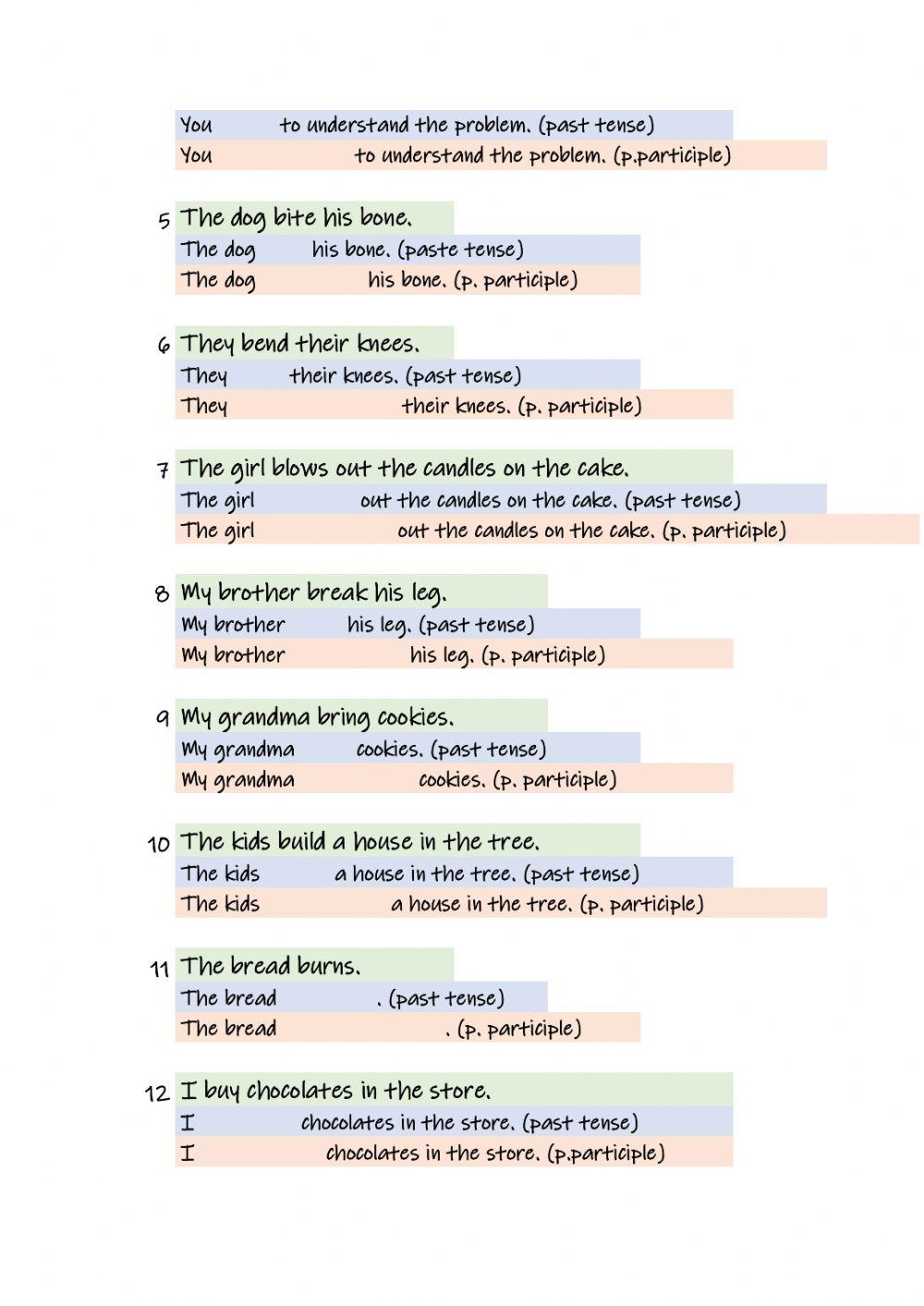 Verb tenses with examples