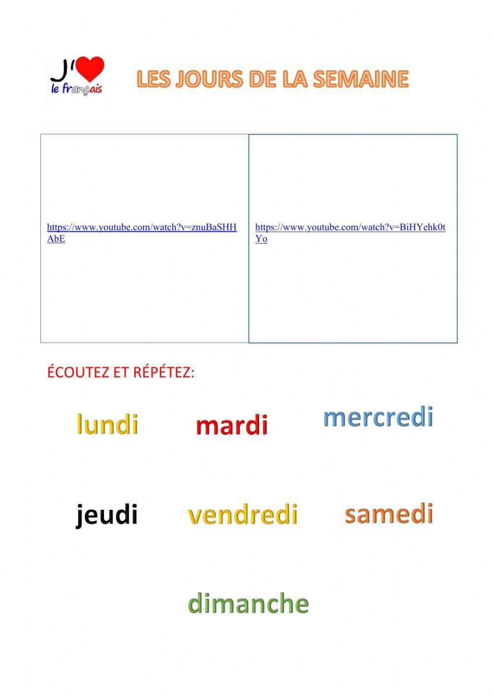 Les jours de la semaine