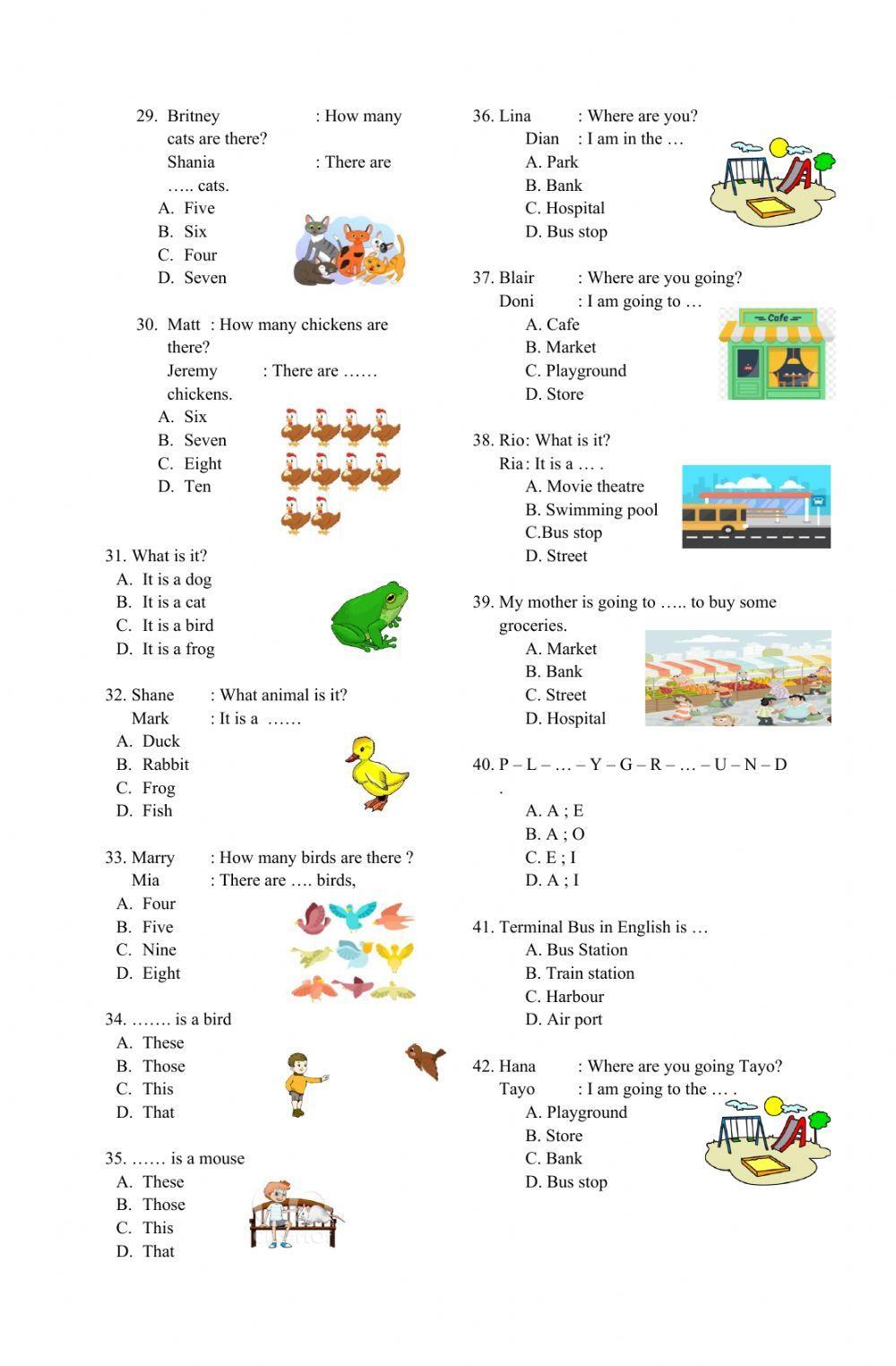 Kumpulan Soal Bahasa Inggris kelas 2