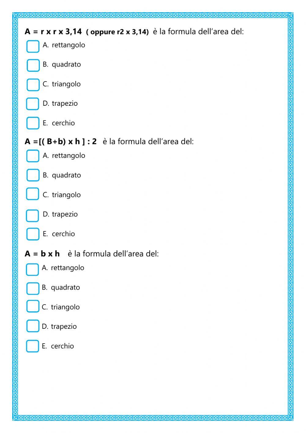 Verifica geometria classe quinta