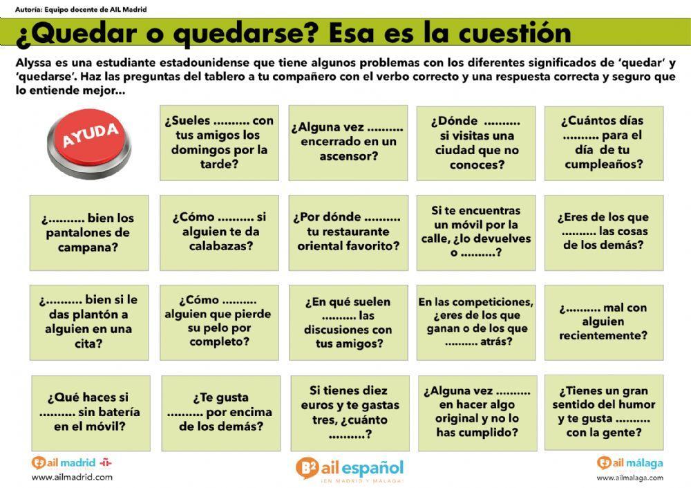 Los usos del verbo QUEDAR(SE)