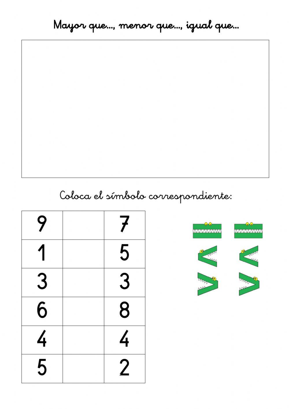 Mayor, menor, igual