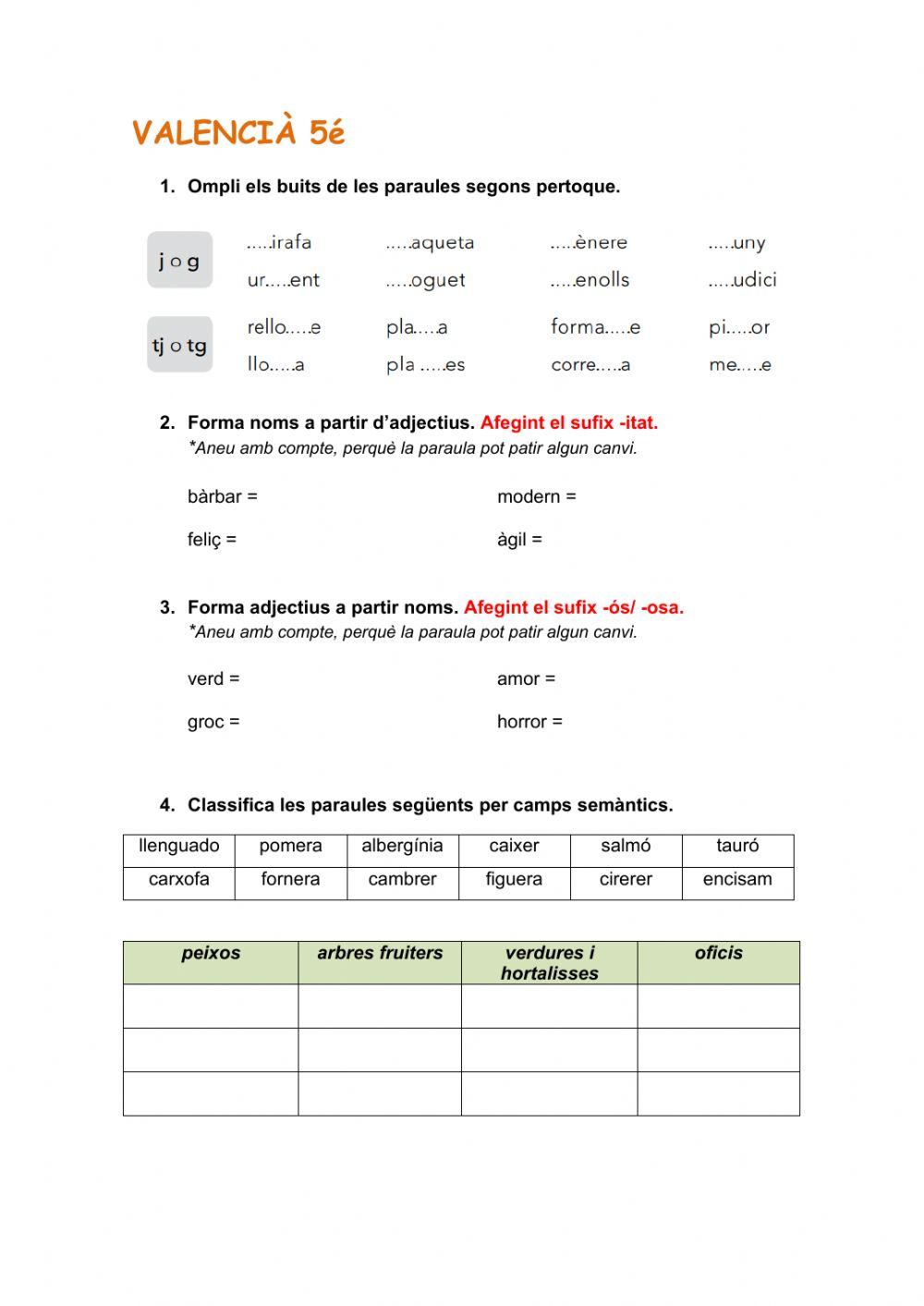 Valencià. Repàs de contiguts
