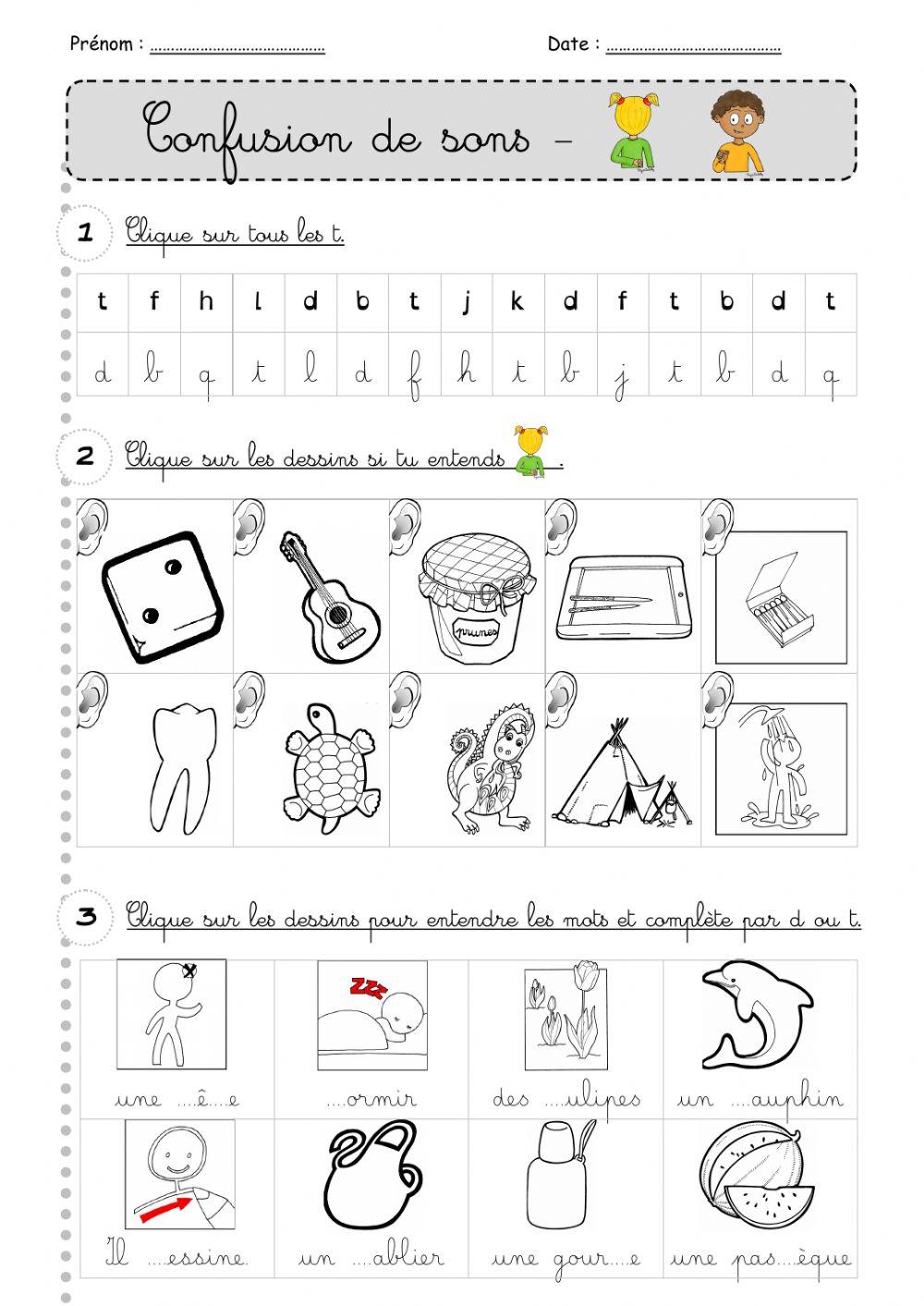 Confusion d-t online exercise for | Live Worksheets