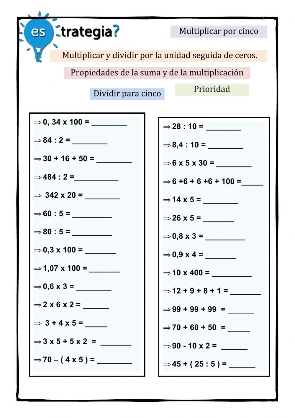 Estrategias calculo mental