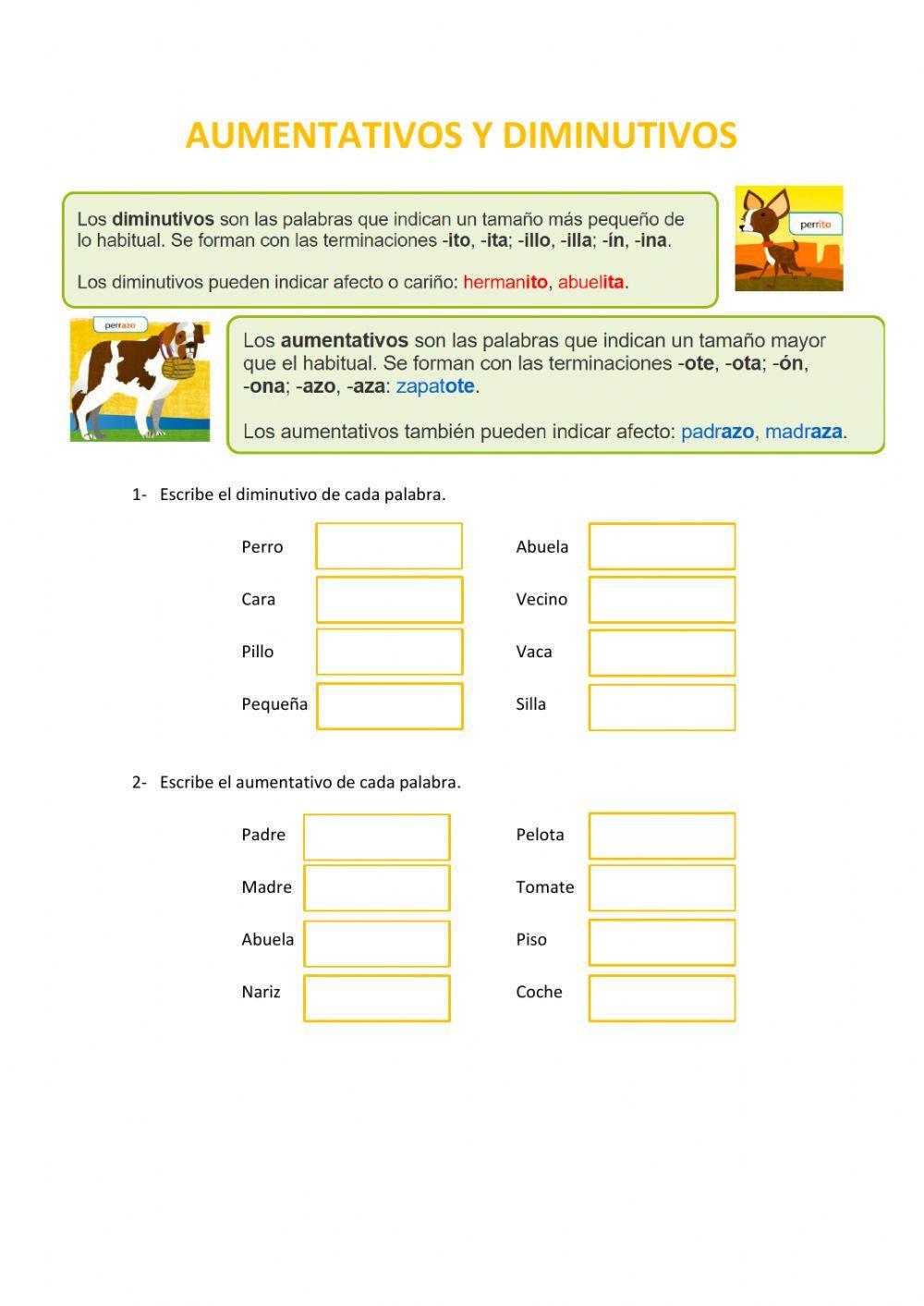 Aumentativos y diminutivos