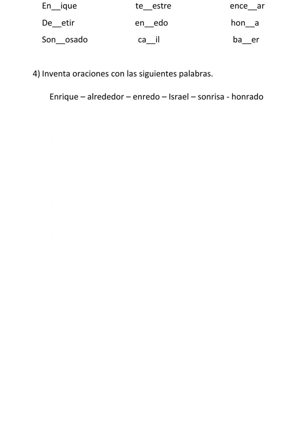 Uso de r después de n, l ys.