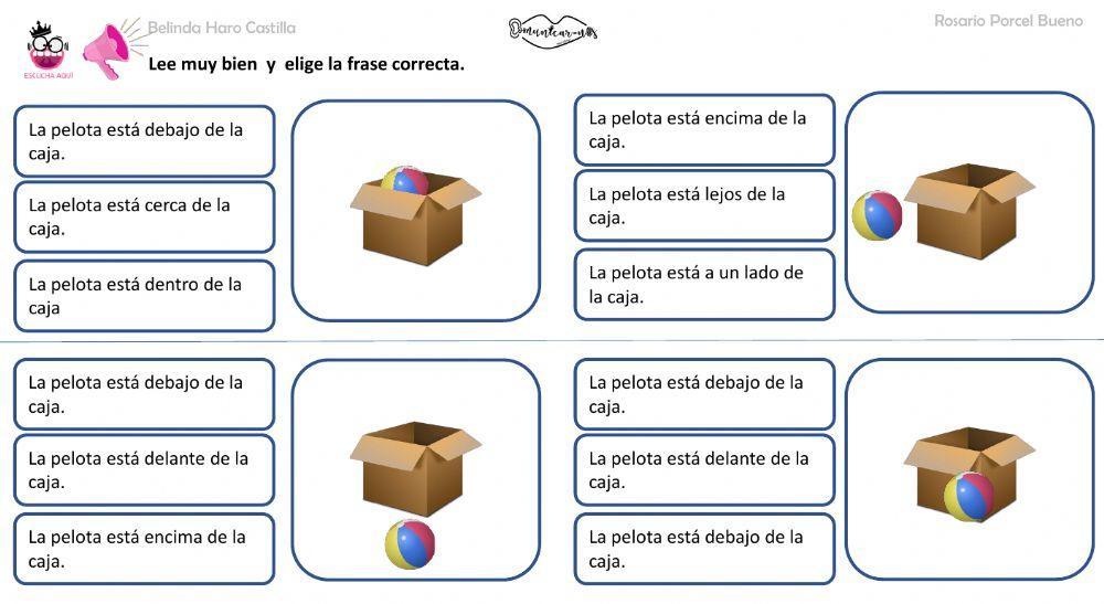 Comprensión de frases escritas: posición