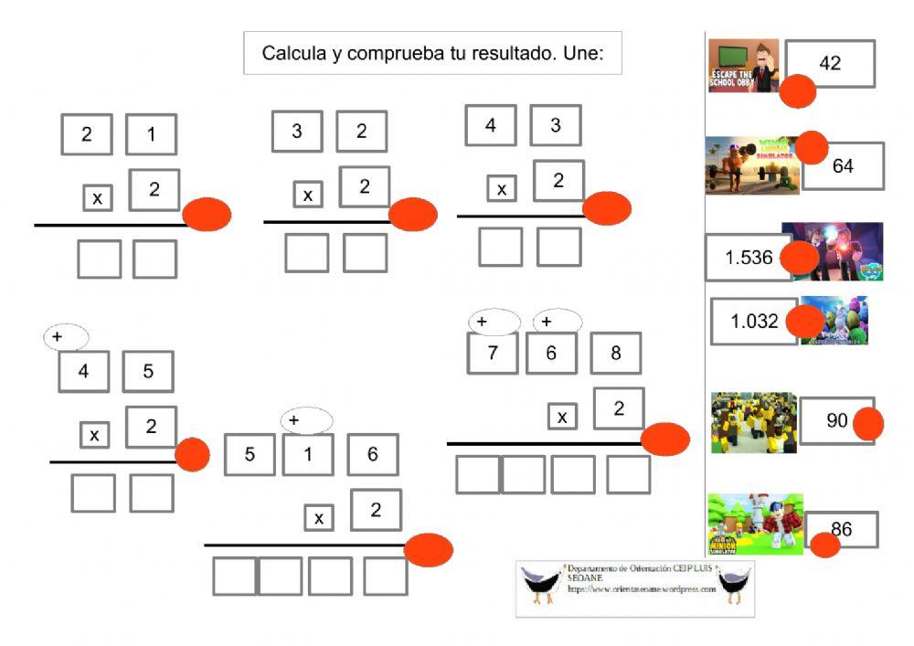 Multiplicaciones x2 Multiplicaciones x2