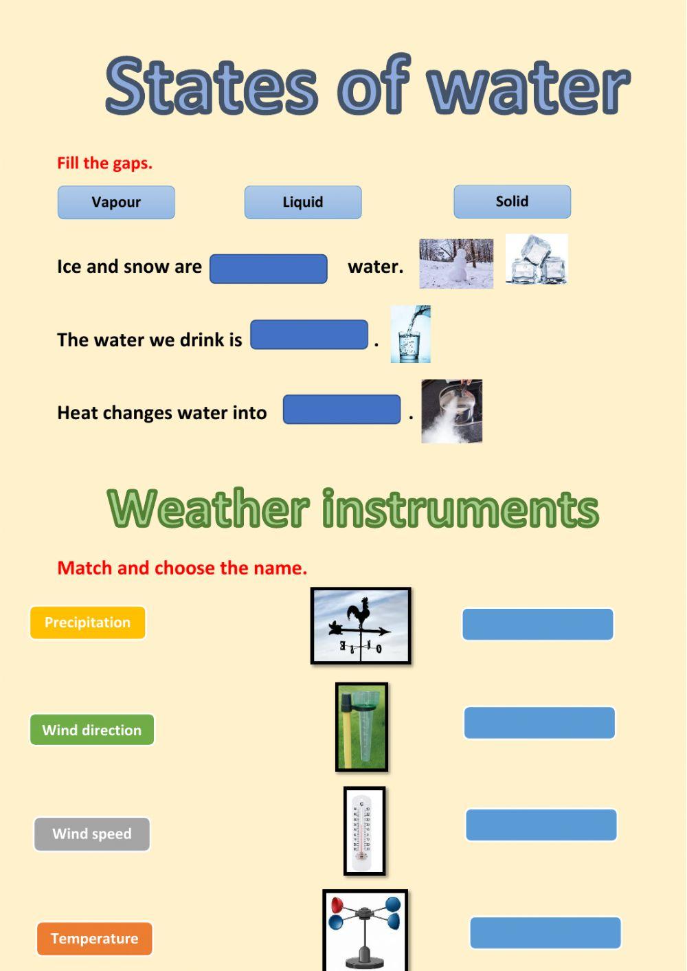 States of water and weather instruments
