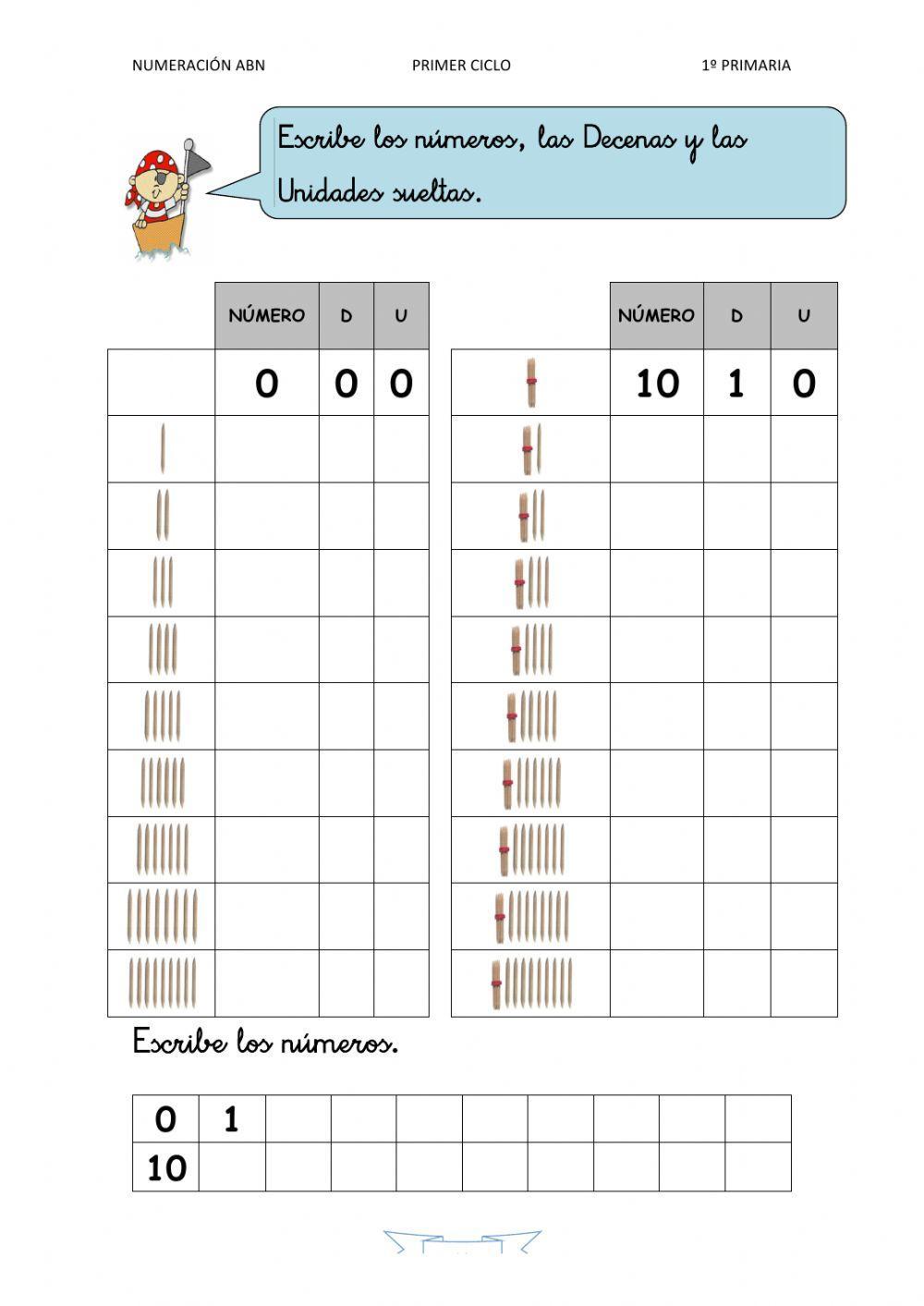 Decenas y unidades hasta 20