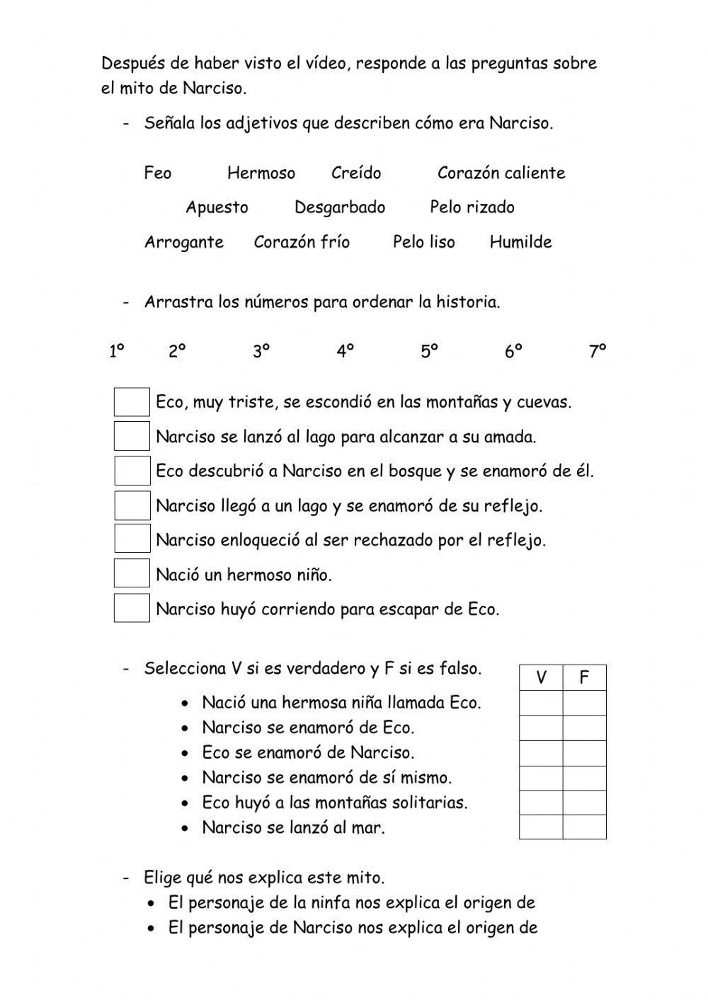 Los mitos: el mito de Narciso