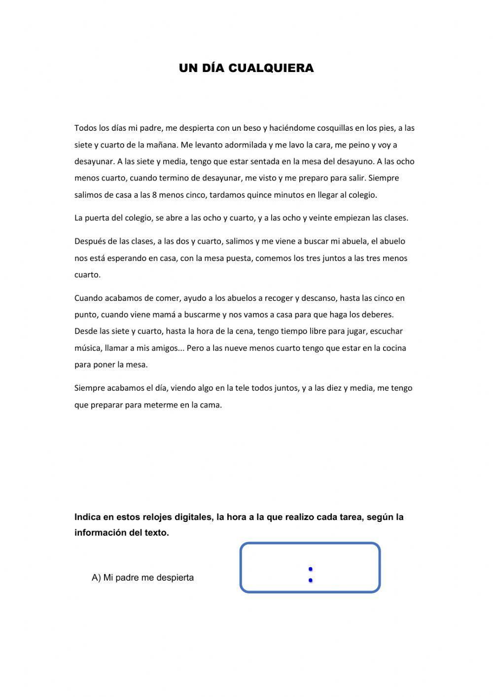 Rutinas diarias. El reloj digital
