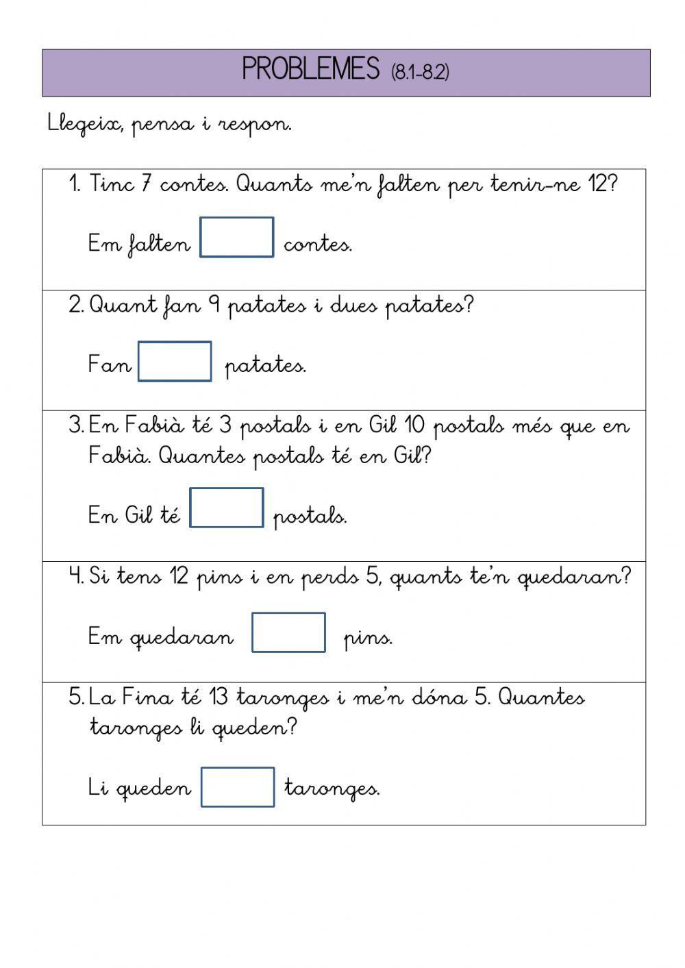 Problemes quinzet sèries 8.1-8.2