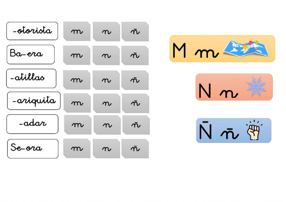 Lecto-escritura m-n-ñ