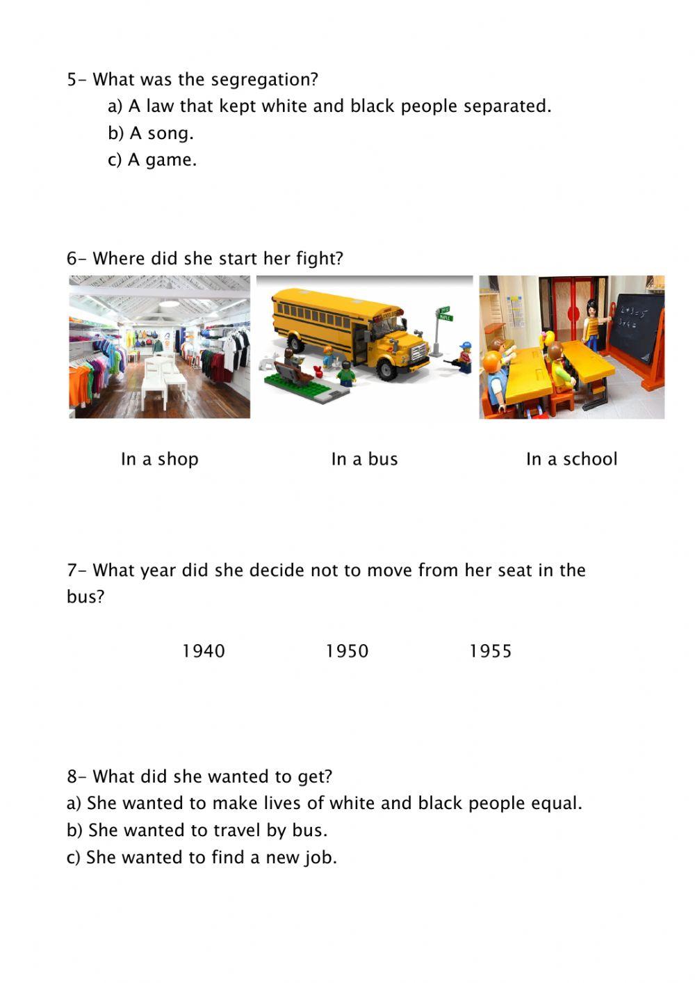 Cuestionario Rosa Parks