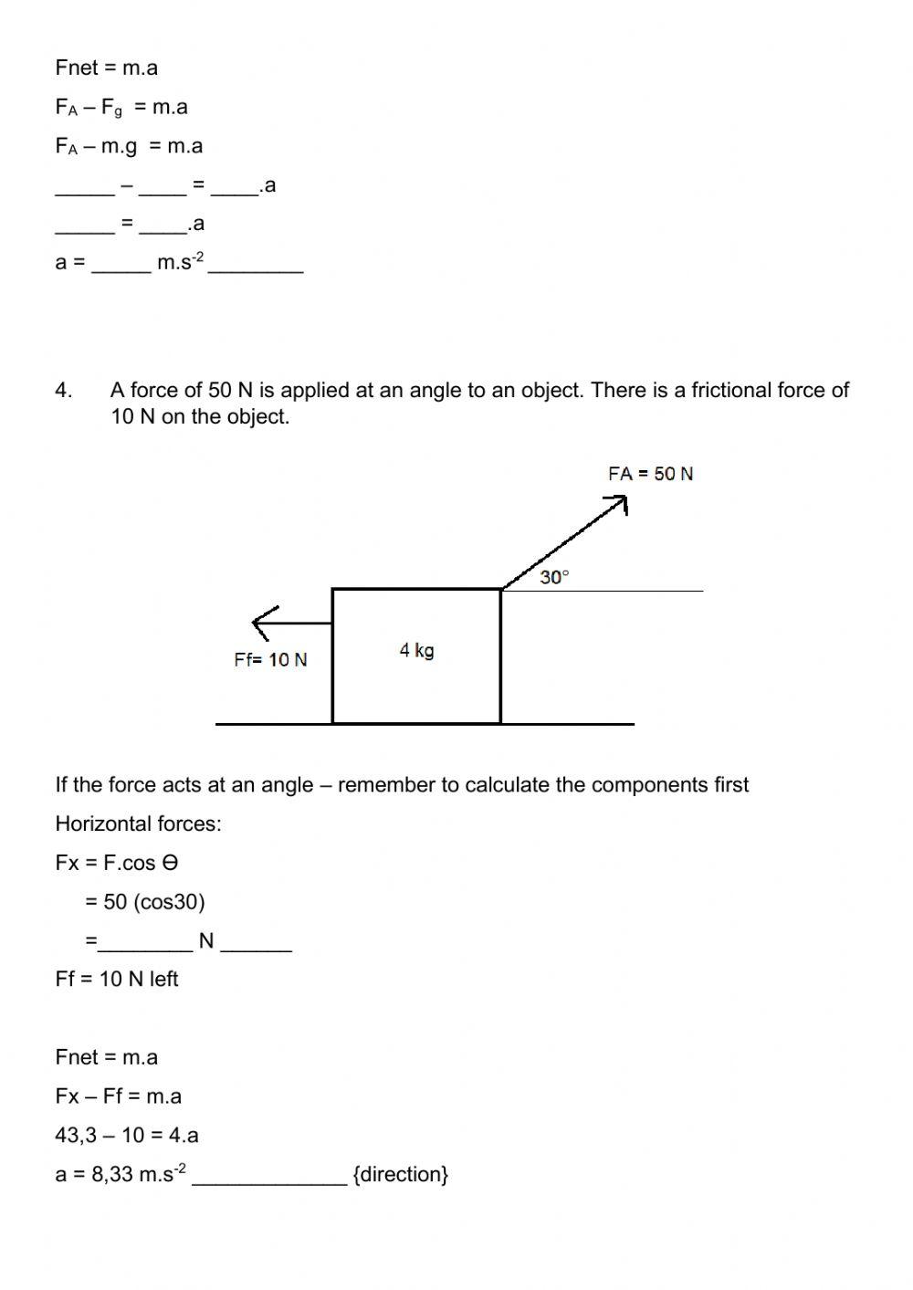 Newton worksheet 8