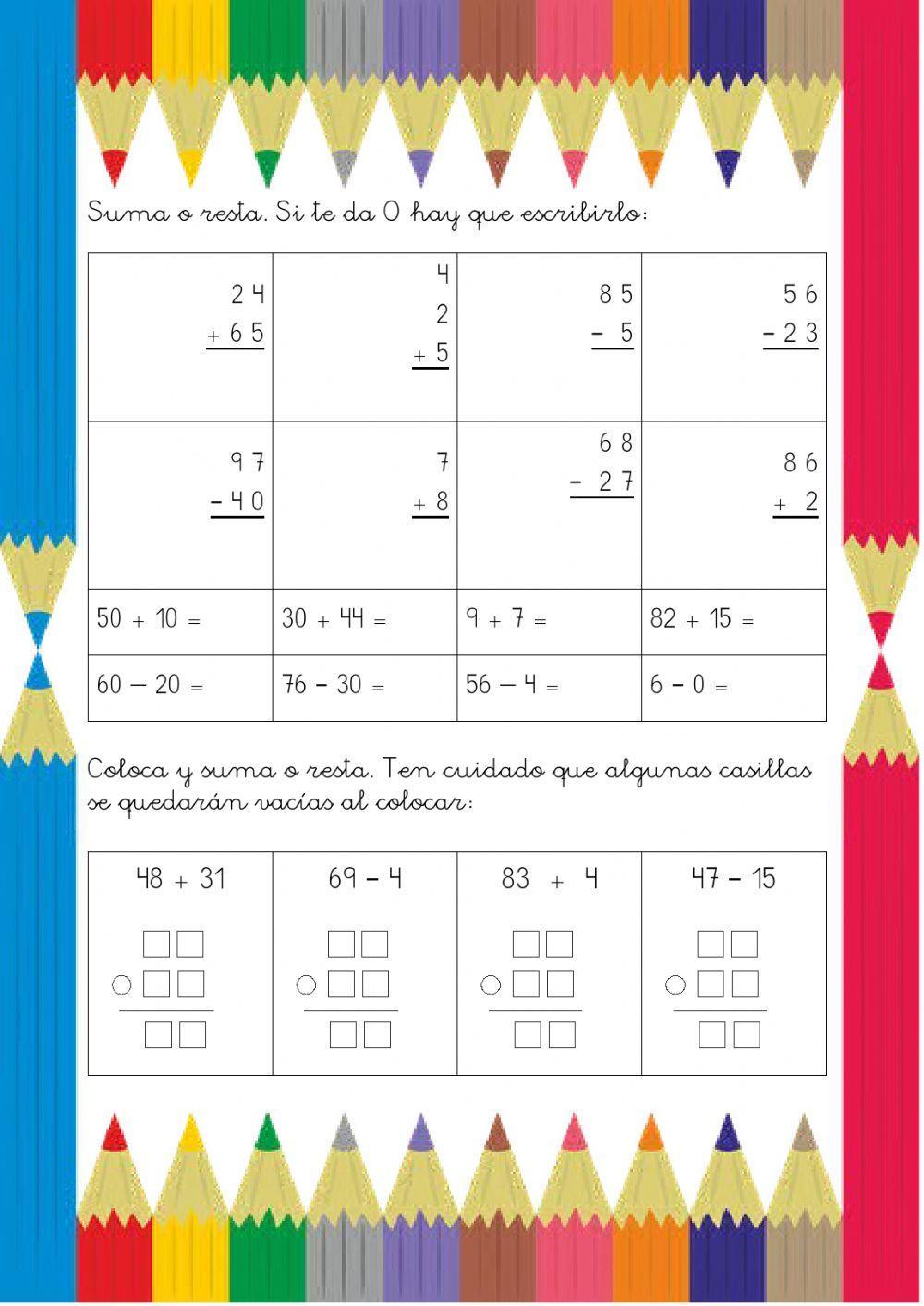 Sumas y restas sin llevar I