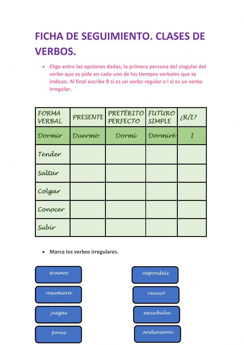 Ejercicio De Clases De Verbos Regulares E Irregulares My X Modafinil24