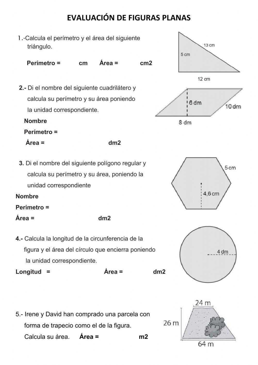 Evaluacion de áreas y perímetros