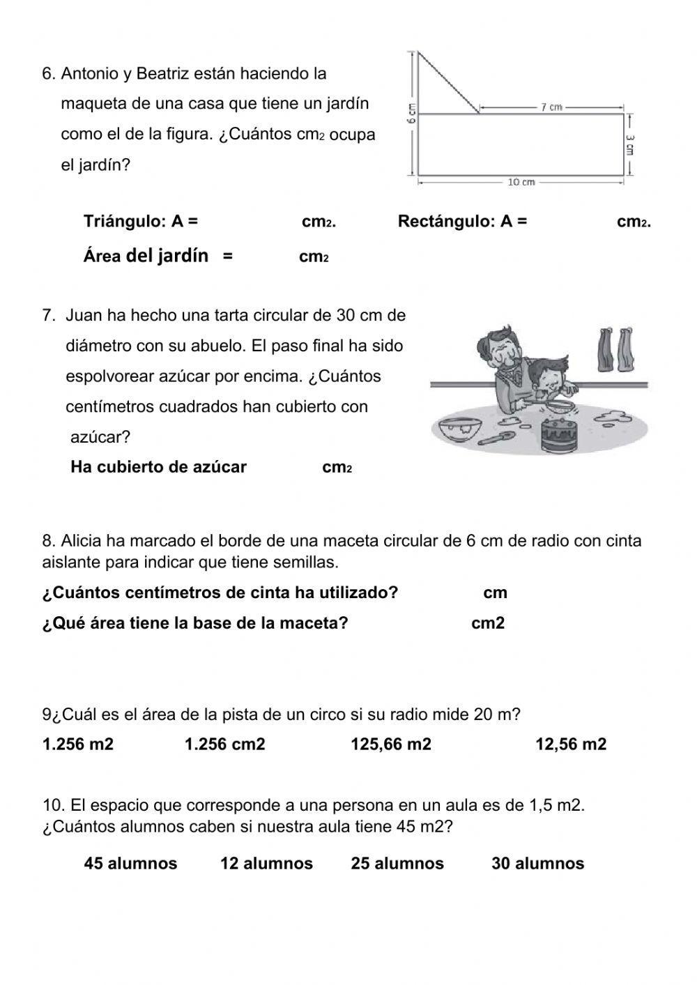 Evaluacion de áreas y perímetros