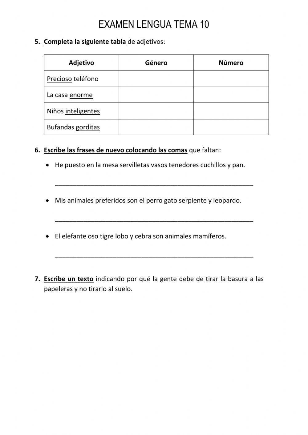 Examen Lengua tema 10