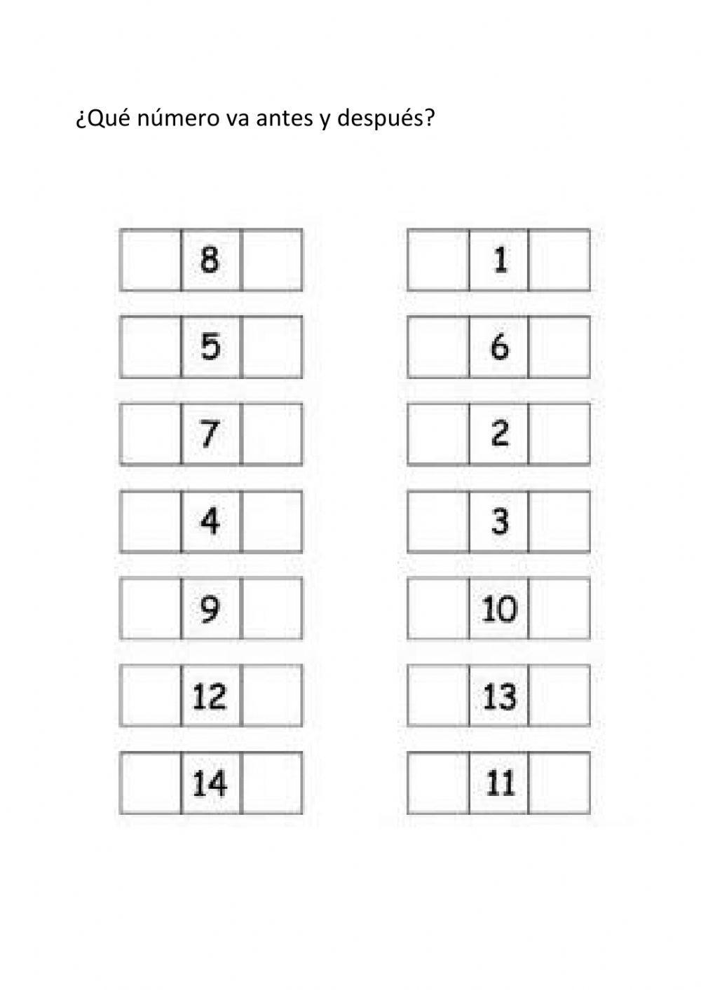 Números antes y después