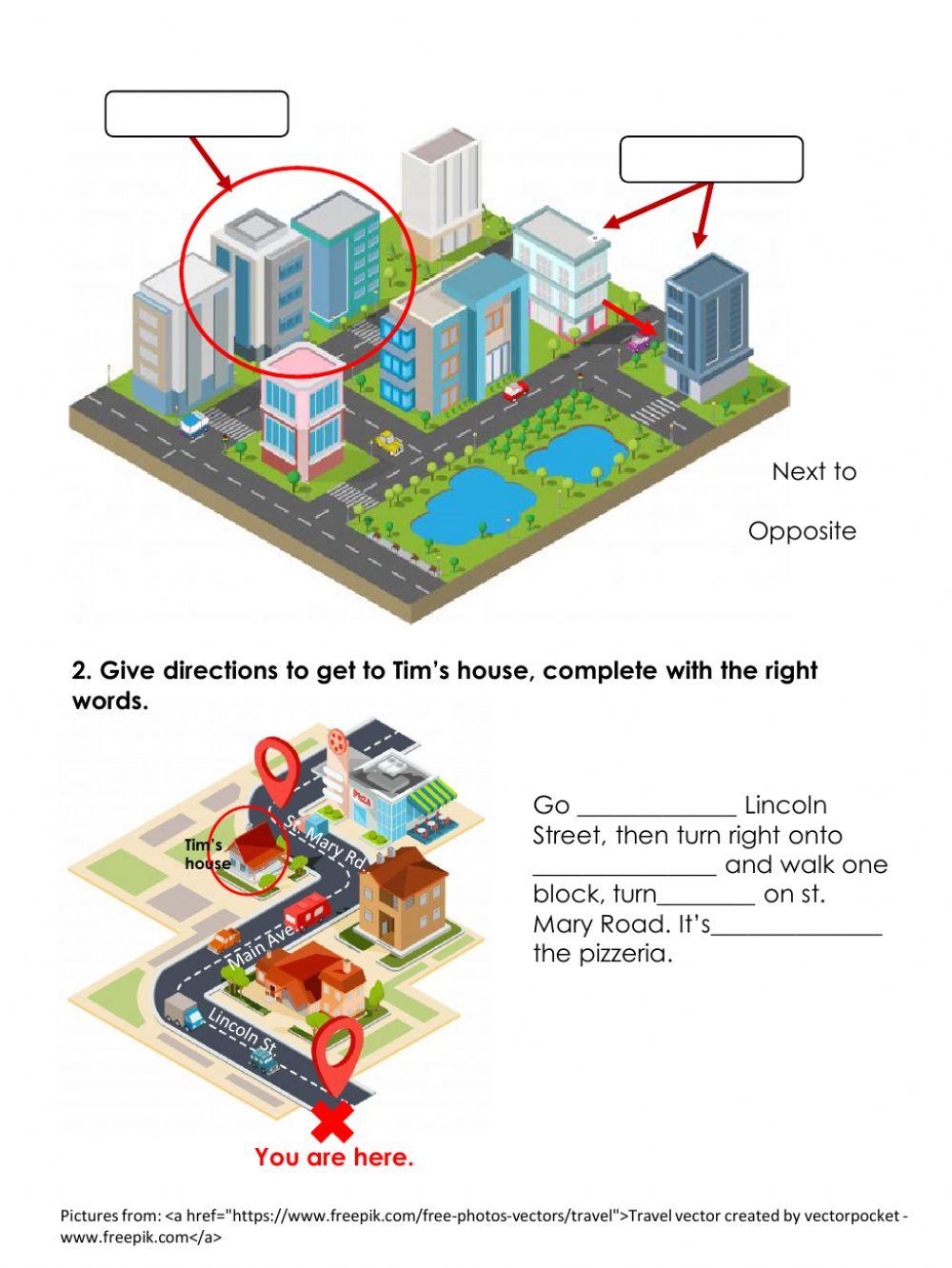 Directions and prepositions of place