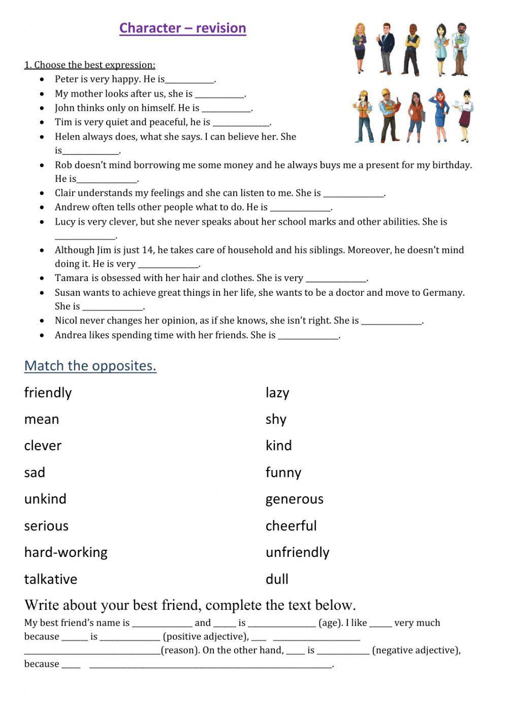 Character - adjectives