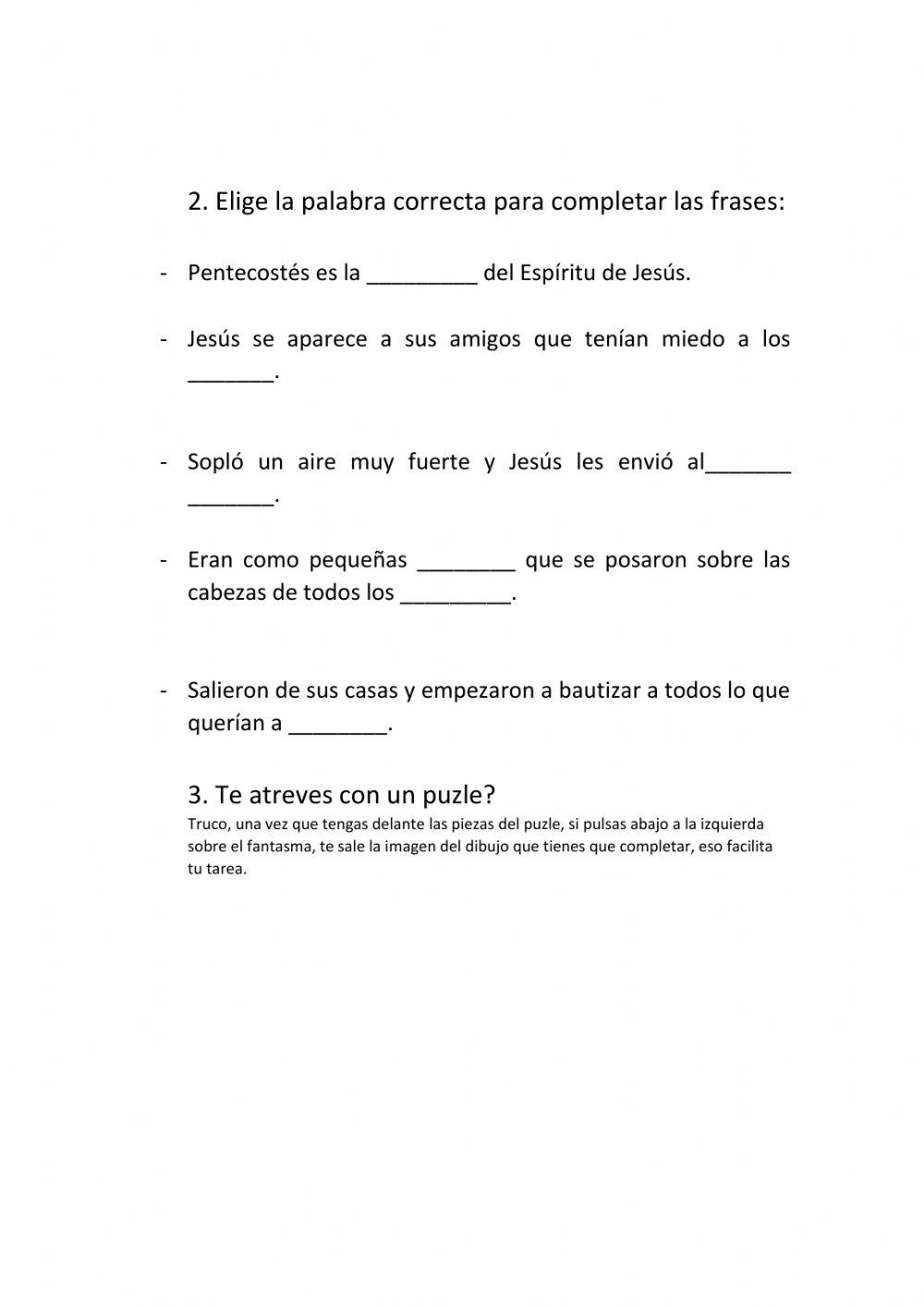 Pentecostés 1º ciclo Pentecostés 1º ciclo