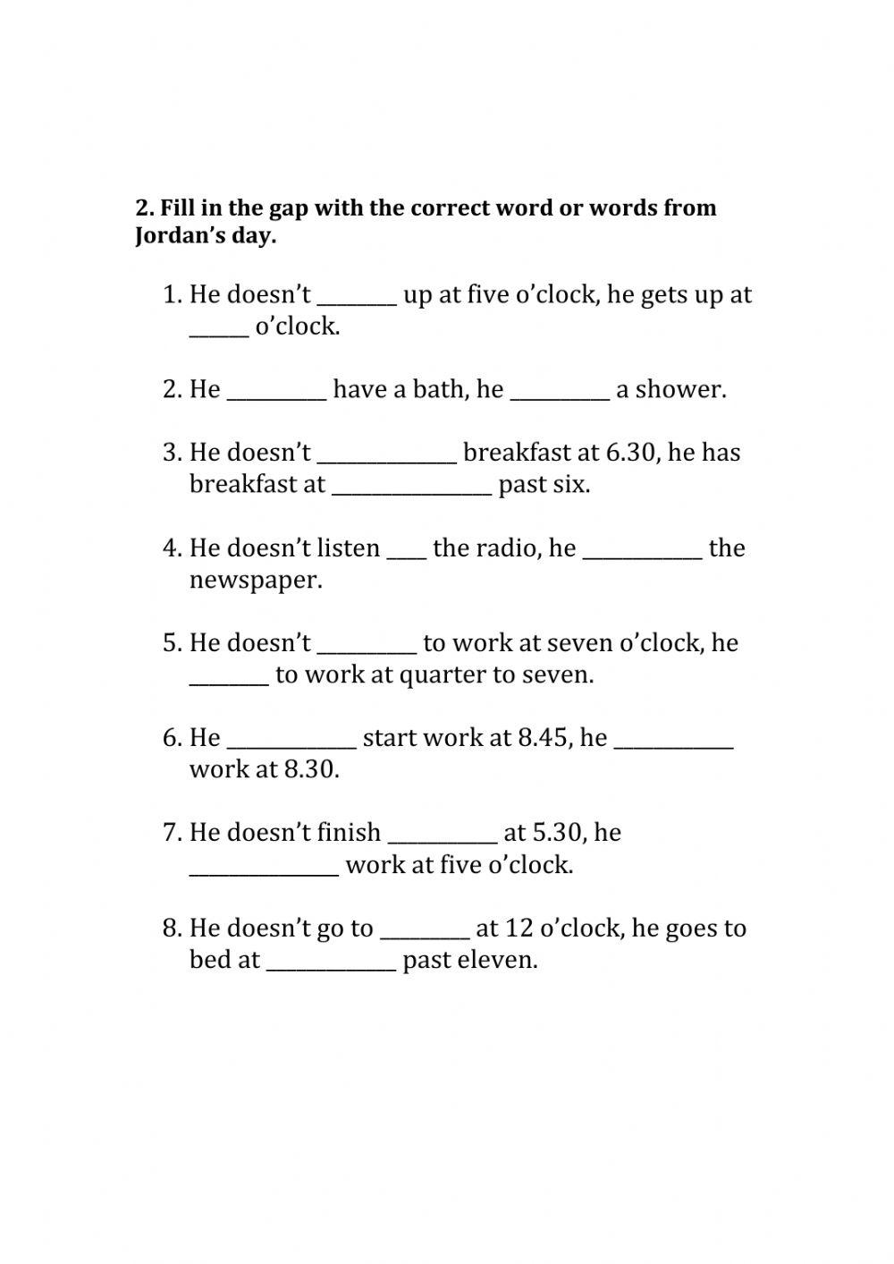 Daily routine and present simple he, she, it 5717422