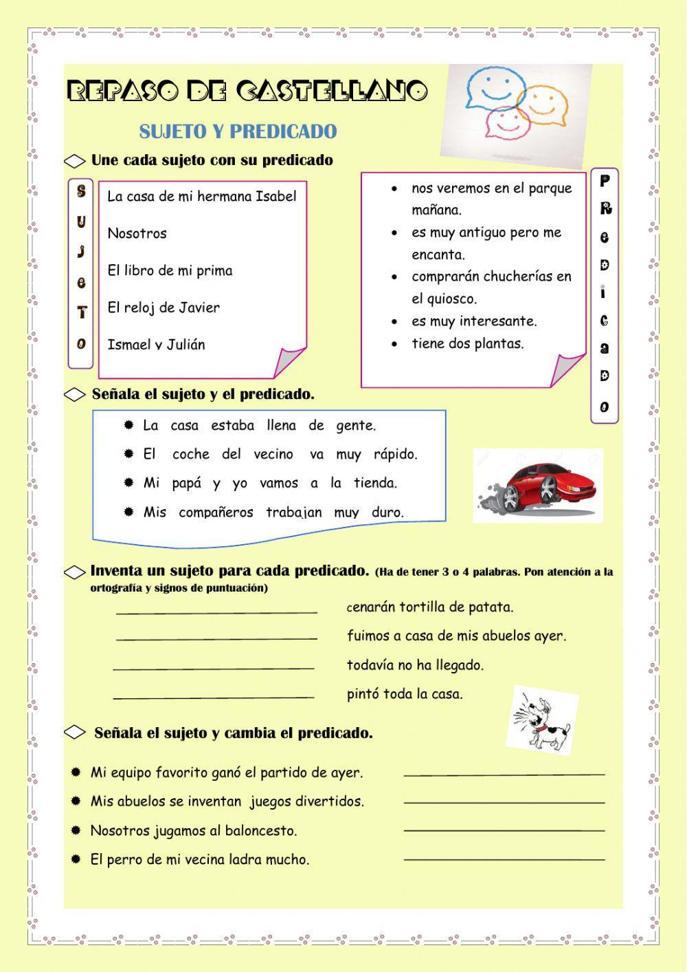 Sujeto y predicado. Clase de oraciones.