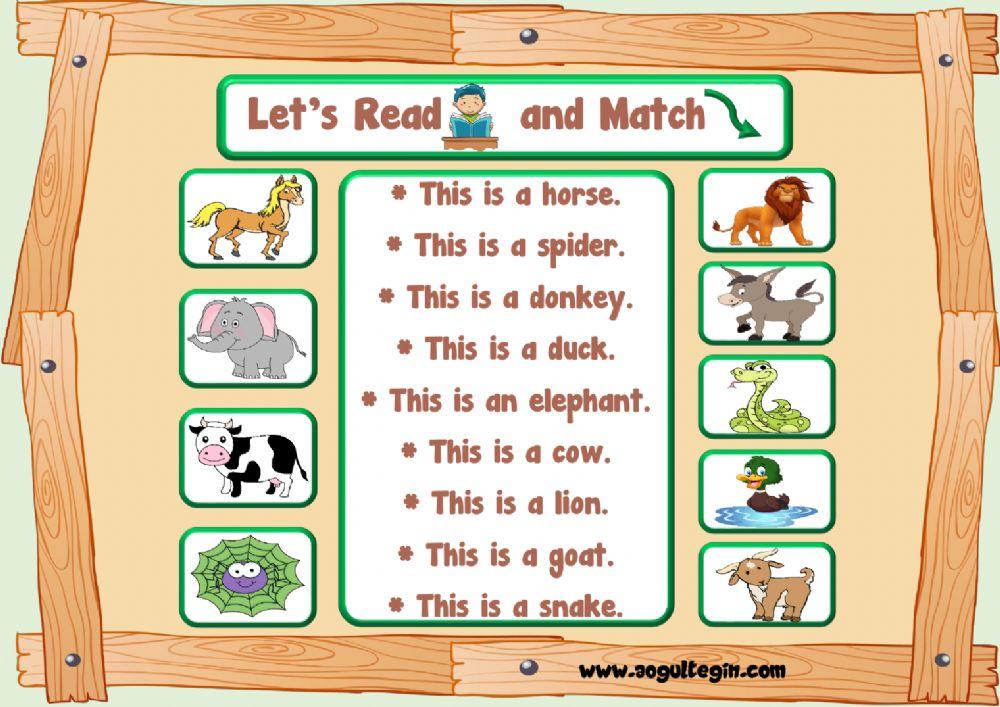 2.10. Animals - Let's Read and Match