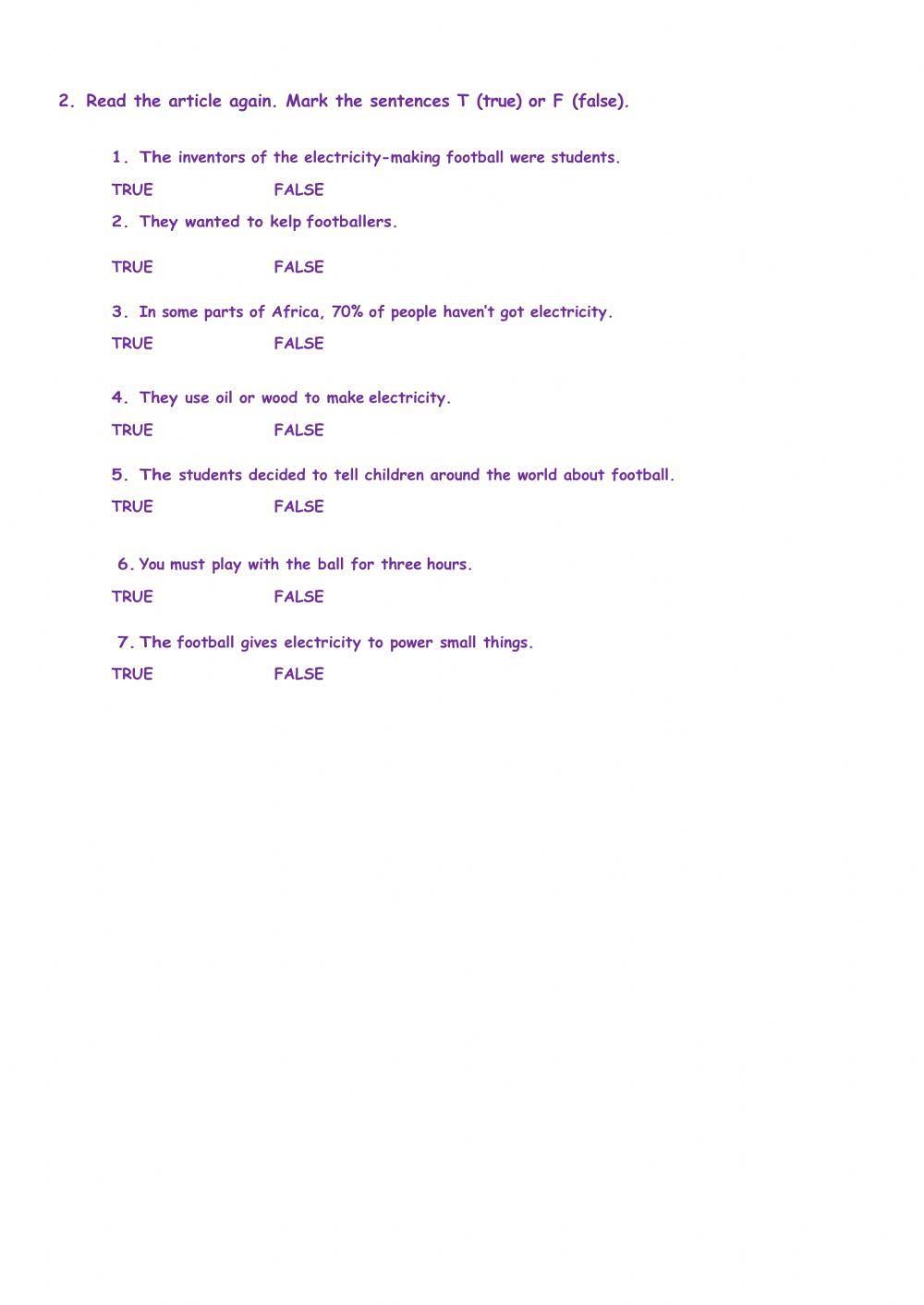 Reading comprehension