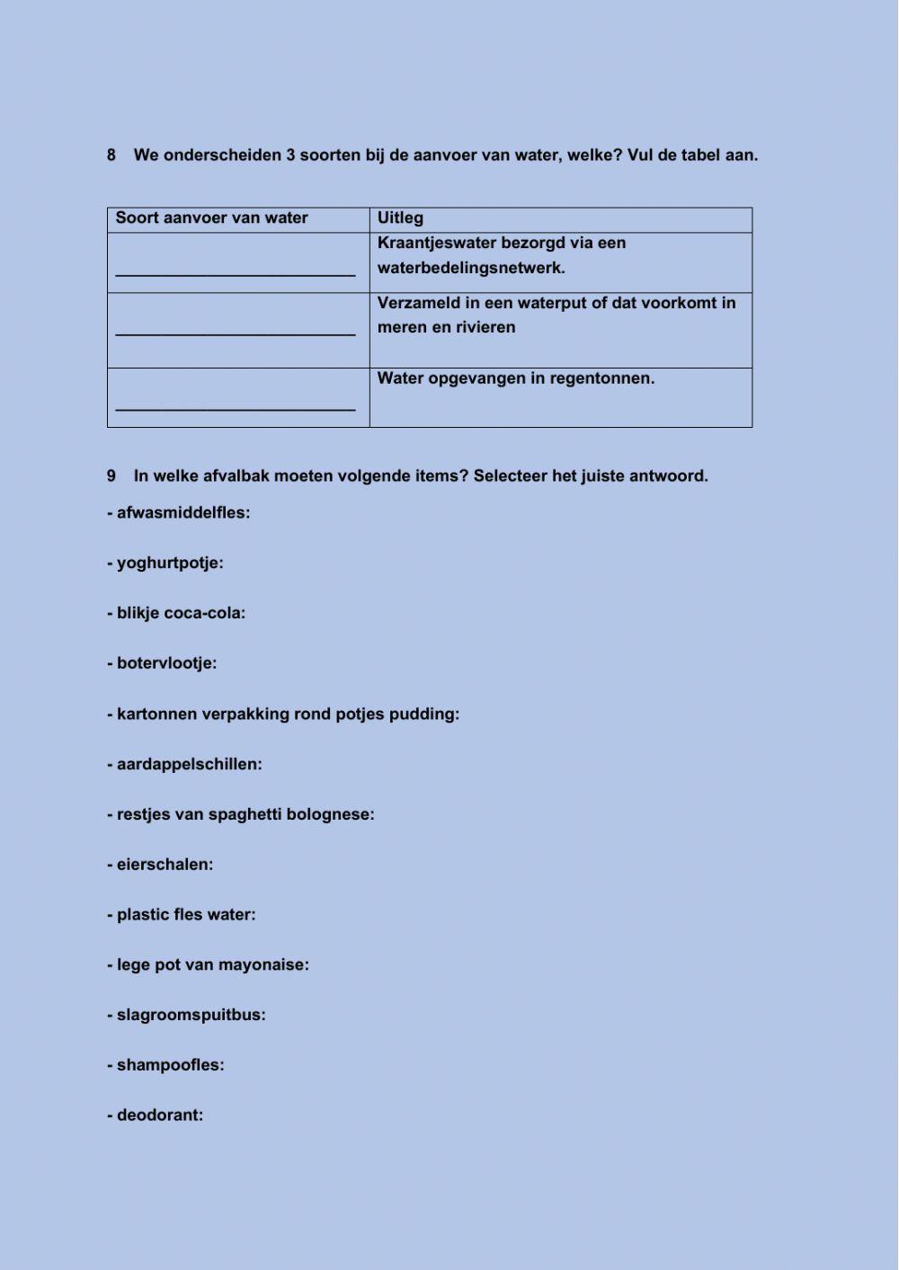 Herhaling nutsvoorzieningen+afval