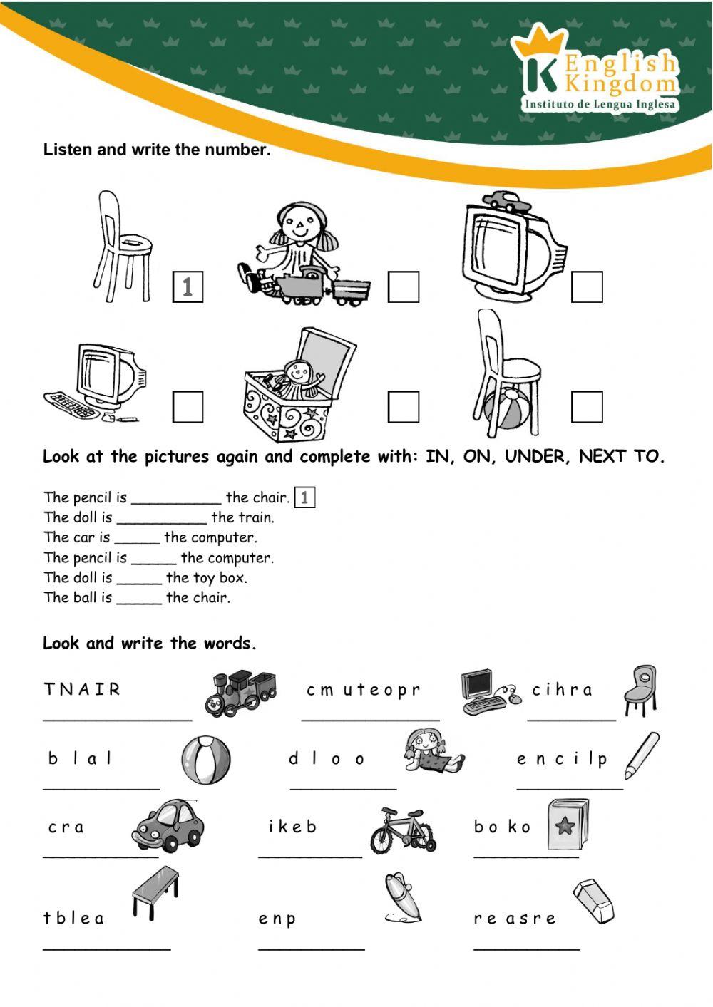 Prepositions of place and toys