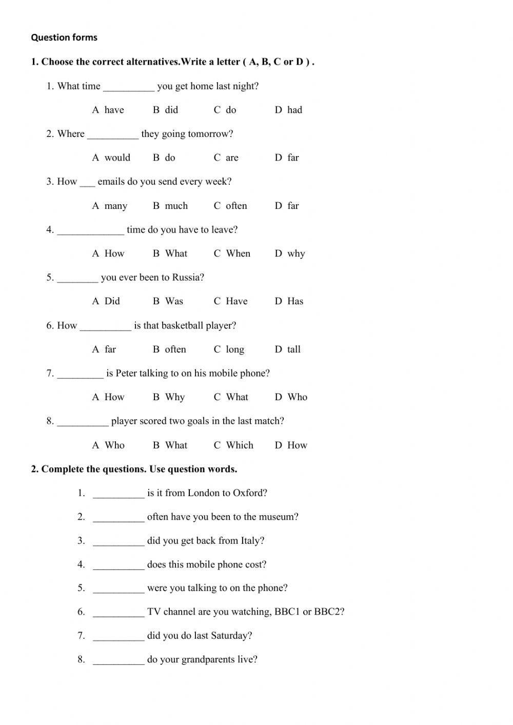 Question forms