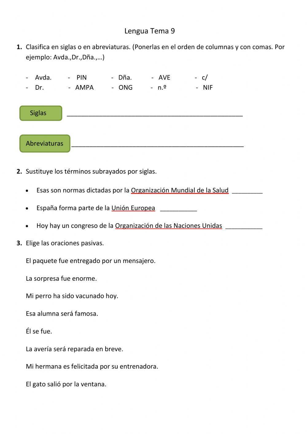 Las siglas, abreviaturas, pasiva y uso de la coma y del punto y coma