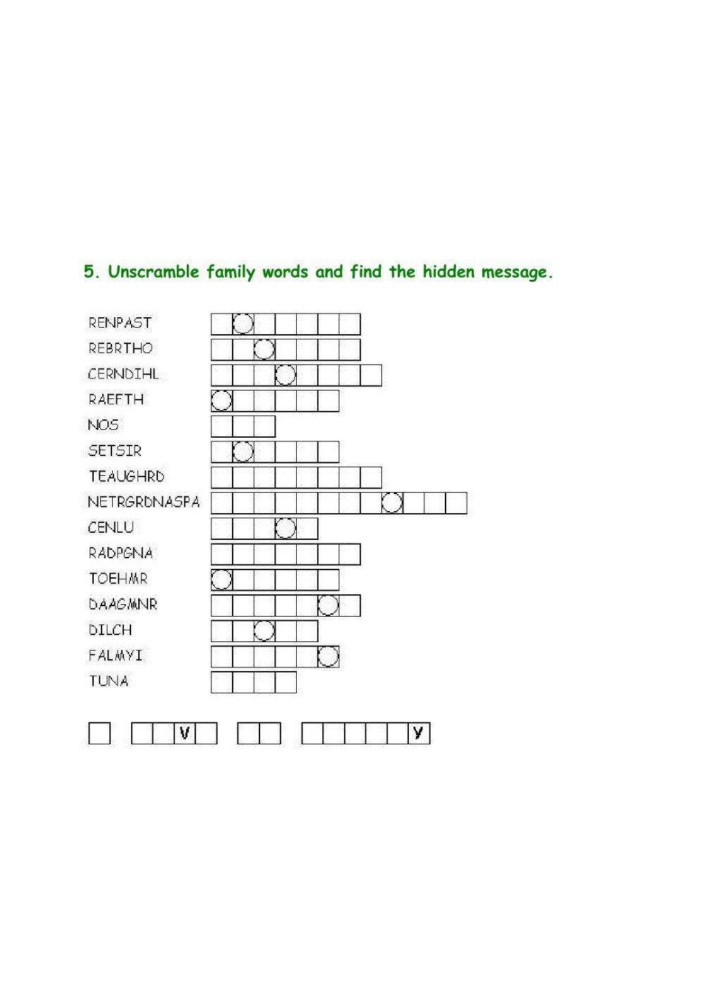 Family vocabulary and comprehension