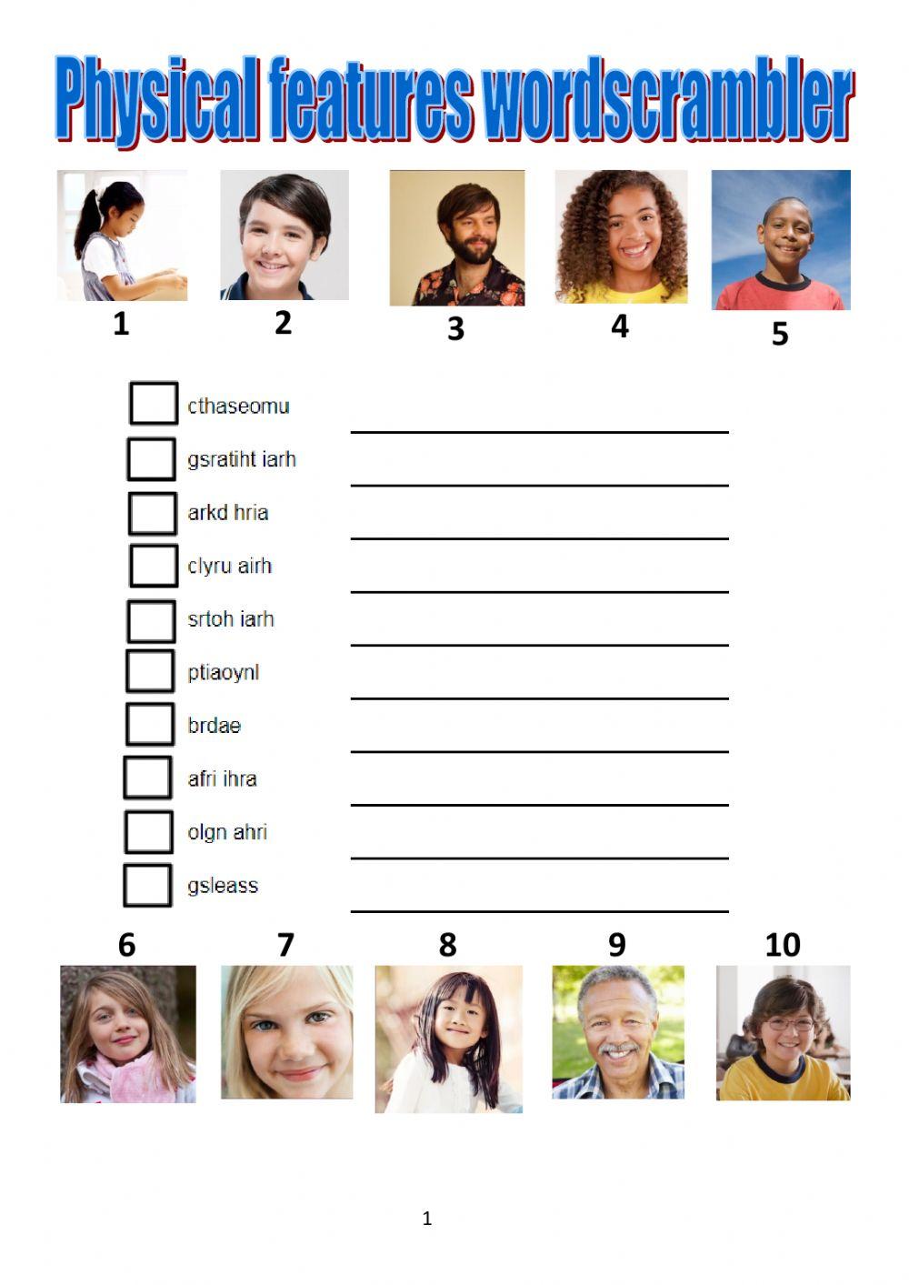 Physical descriptions wordscrambler tiger macmillan