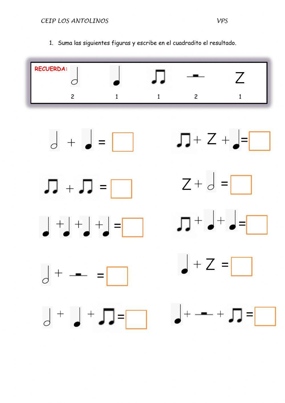 Suma de figuras musicales