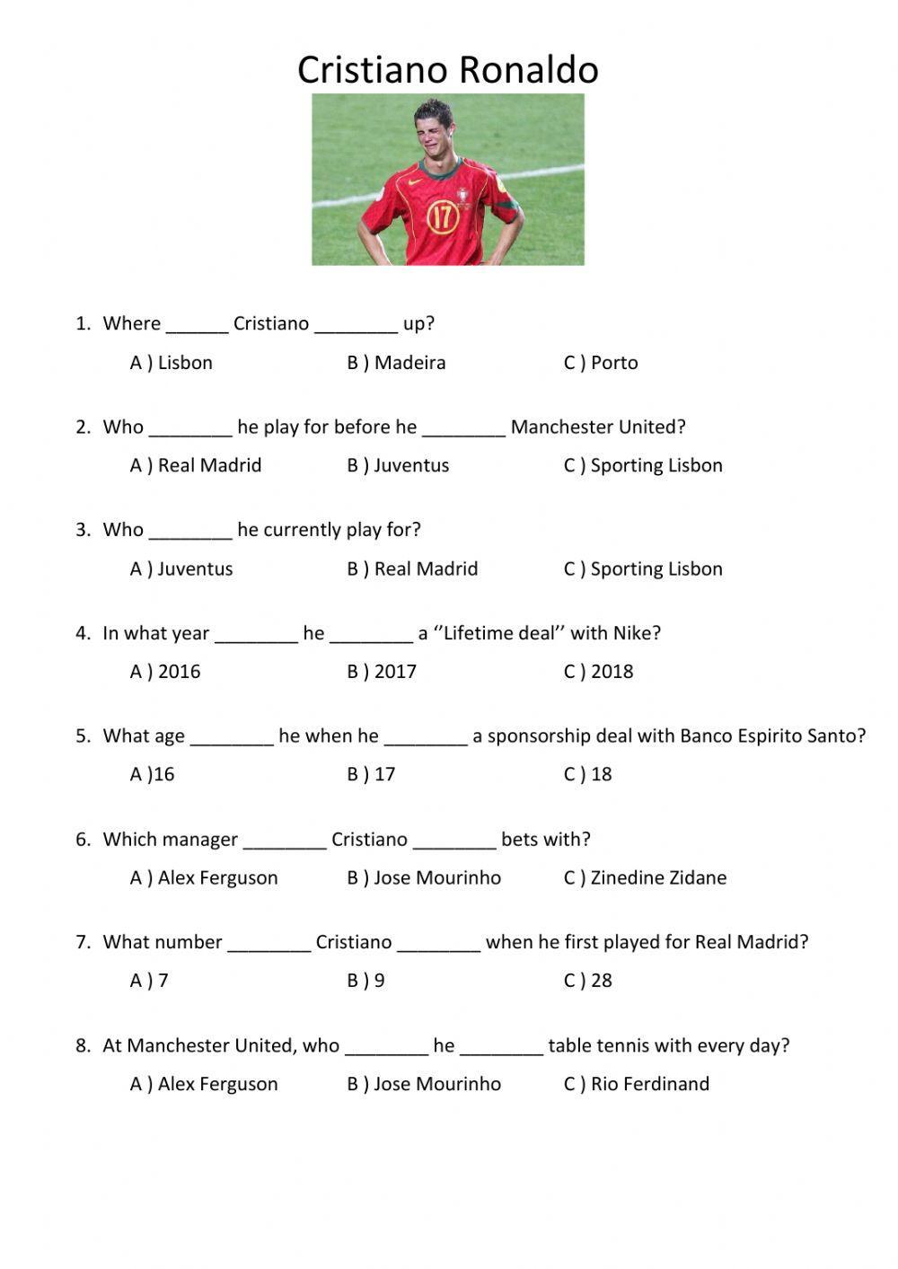 Cristiano Ronaldo Past Question