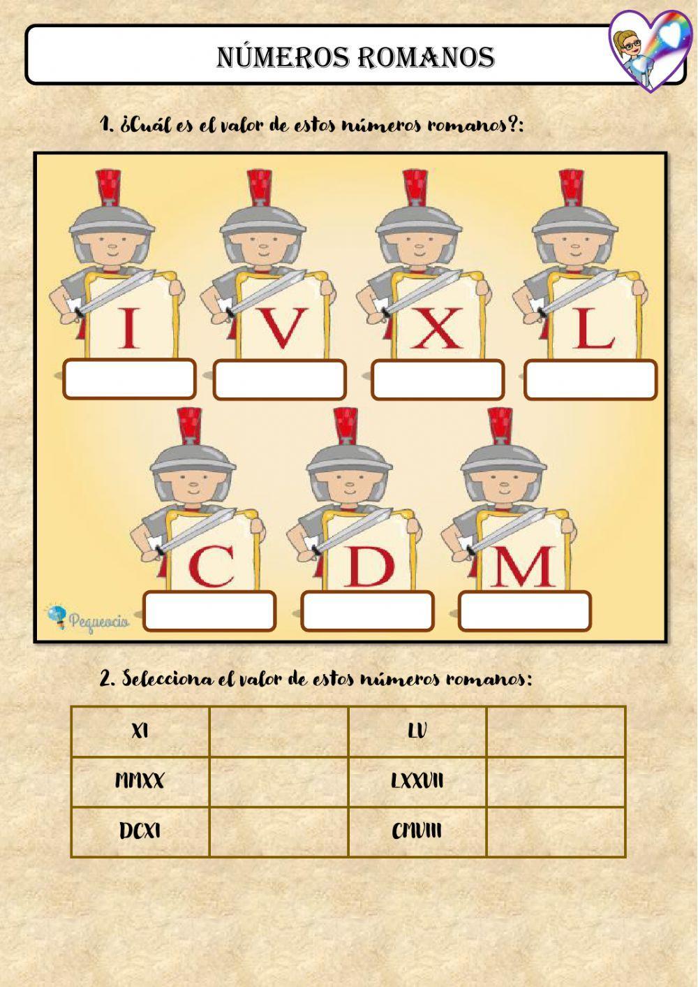 Números romanos 219637 | Sourire | LiveWorksheets