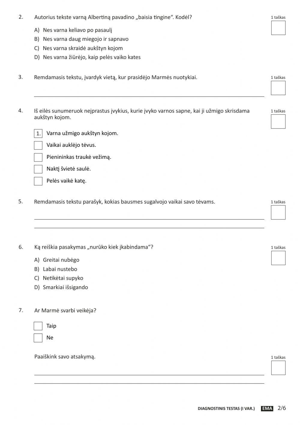 4 kl. Ema DIAGNOSTINIS TESTAS 01var.