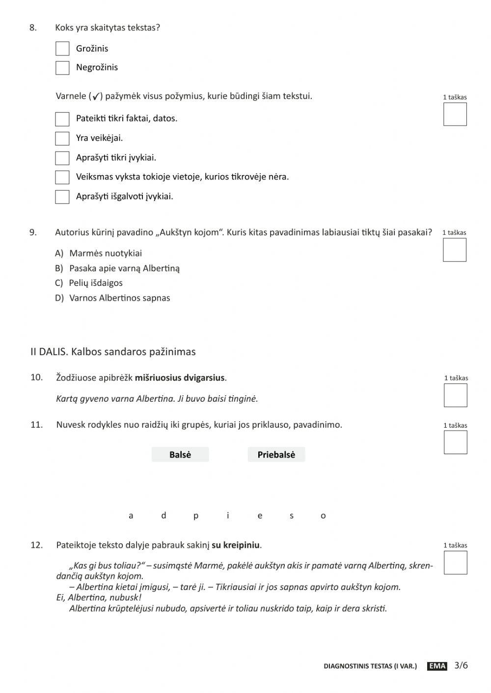 4 kl. Ema DIAGNOSTINIS TESTAS 01var.